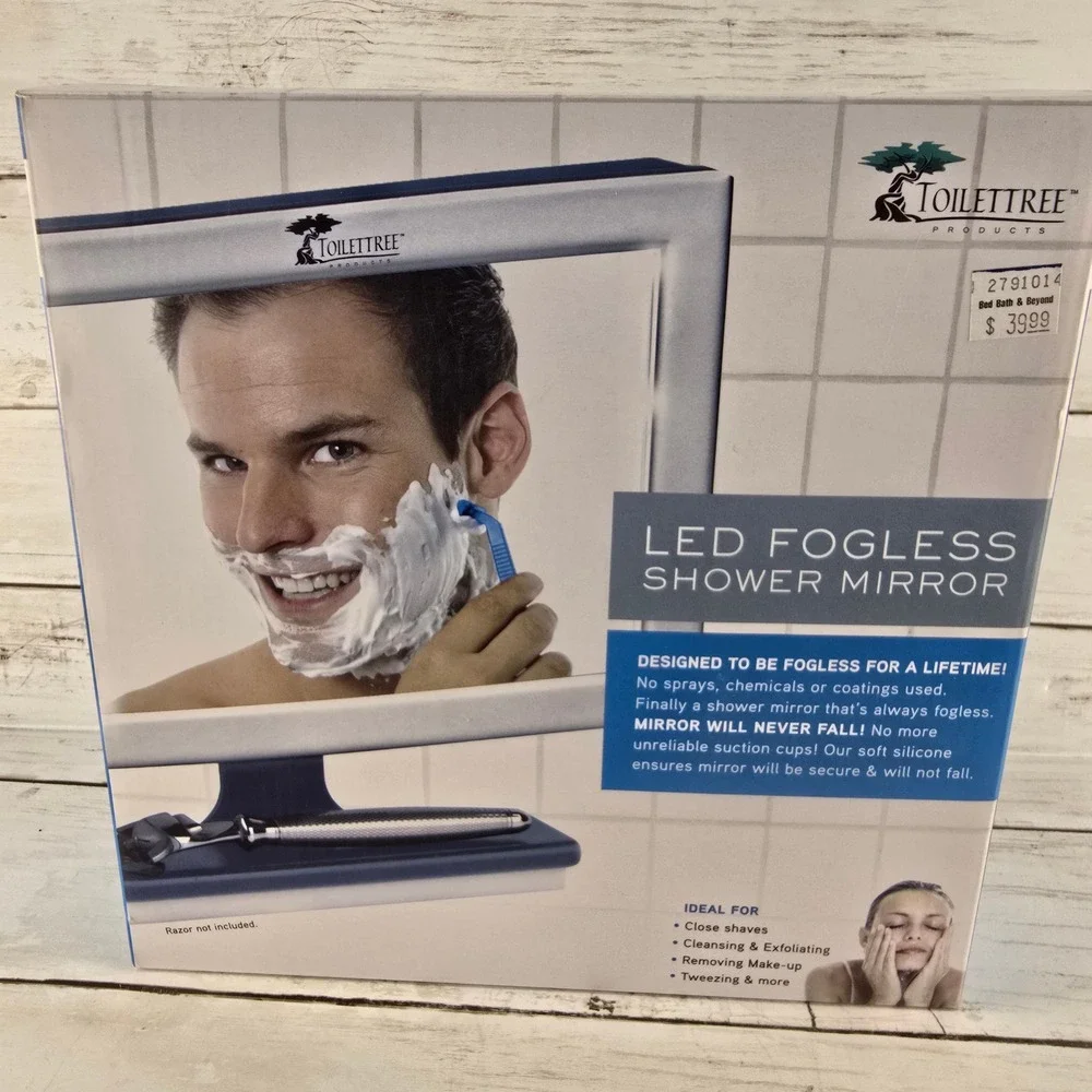 ToiletTree LED Fogless Shower Mirror TTP-LED-02 Adjustable Shaving Mirror White